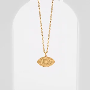Vintage Gold Eye Pendant Titanium Steel Necklace