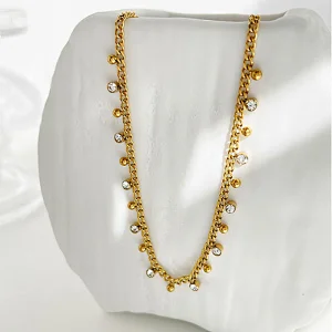 Vintage Titanium Steel Zircon Pendant Necklace