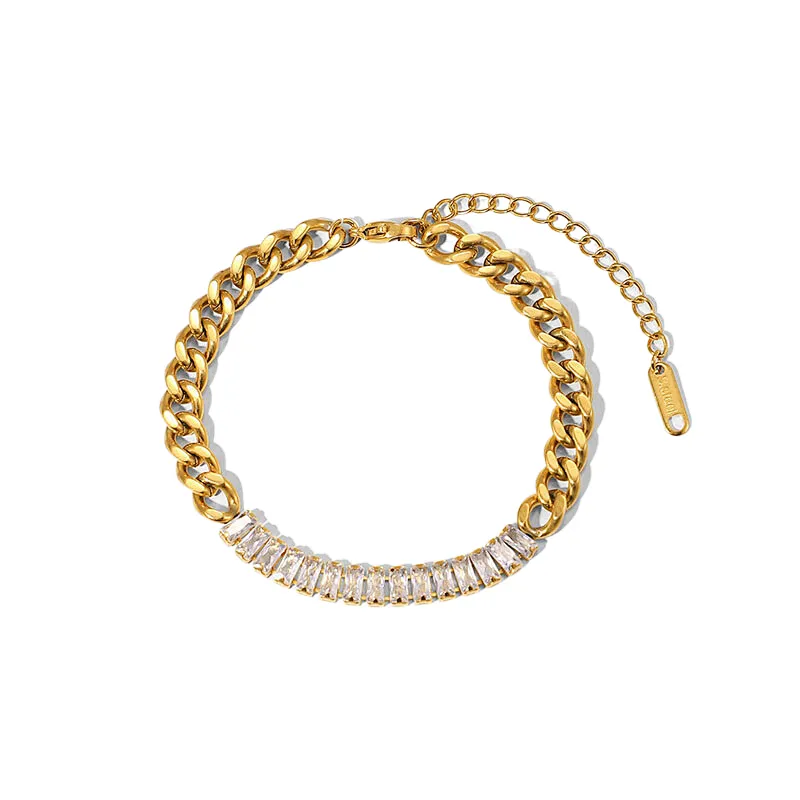 Bracelet Stainless Steel Zircon Inlaid Anklet Jewelry