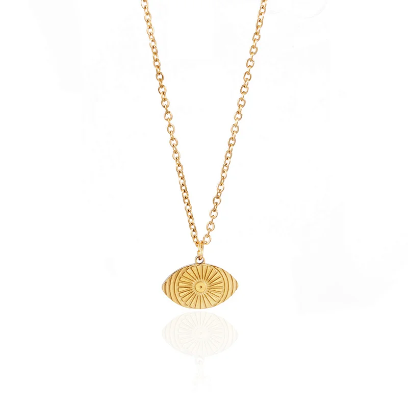 Vintage Gold Eye Pendant Titanium Steel Necklace