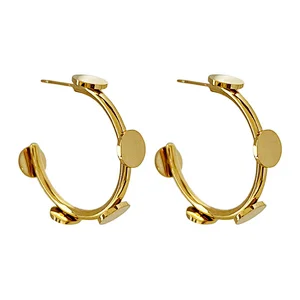 Metal Stainless Steel Earrings Gold C Shape Earrings