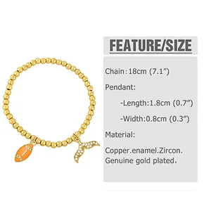 Zircon Mermaid Tail Gold Color Copper Beads Enamel Bracelets