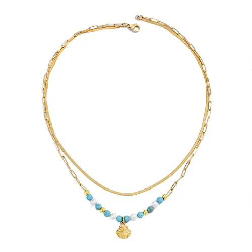 Fashion Bohemian Bead Necklace Shell Pearl Pendant Necklace