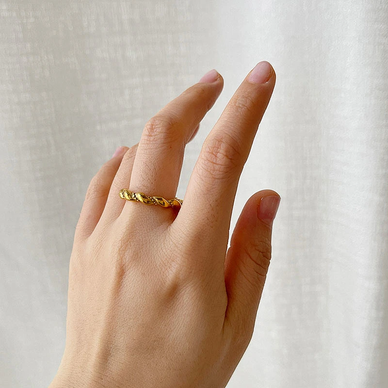 New Simple Twist Ring Vintage Stainless Steel Ring