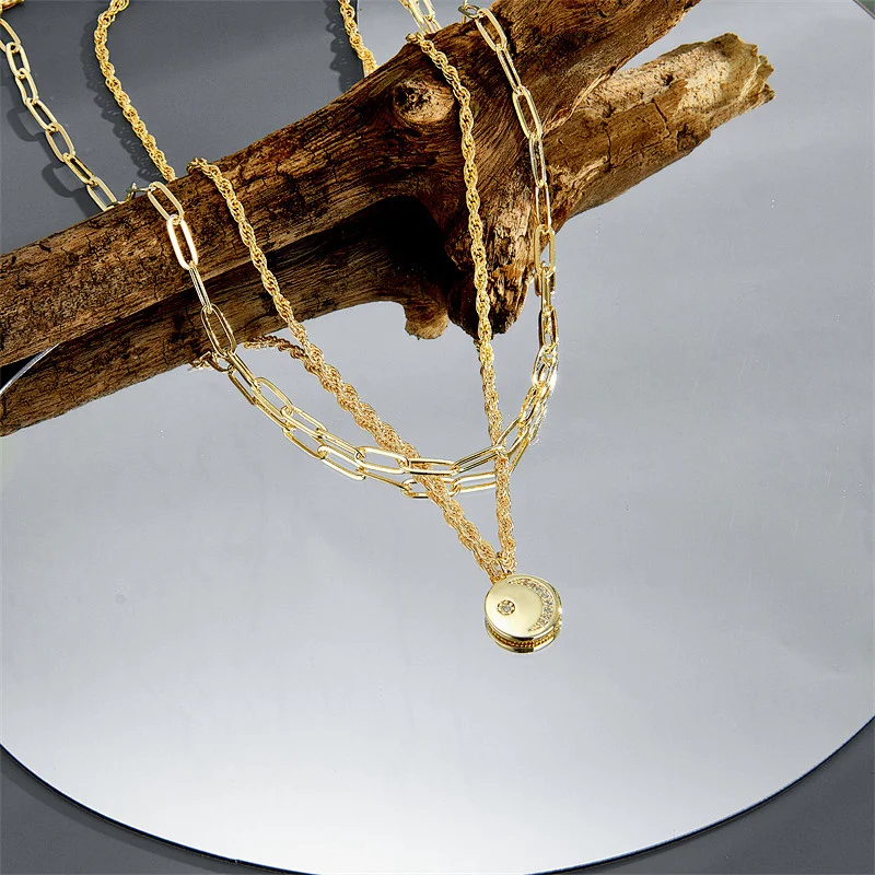 Multilayer Retro Geometric Personality Hip Hop Style Necklace