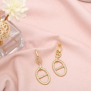 Vintage Zirconia Gold Plated Copper Drop Party Earrings
