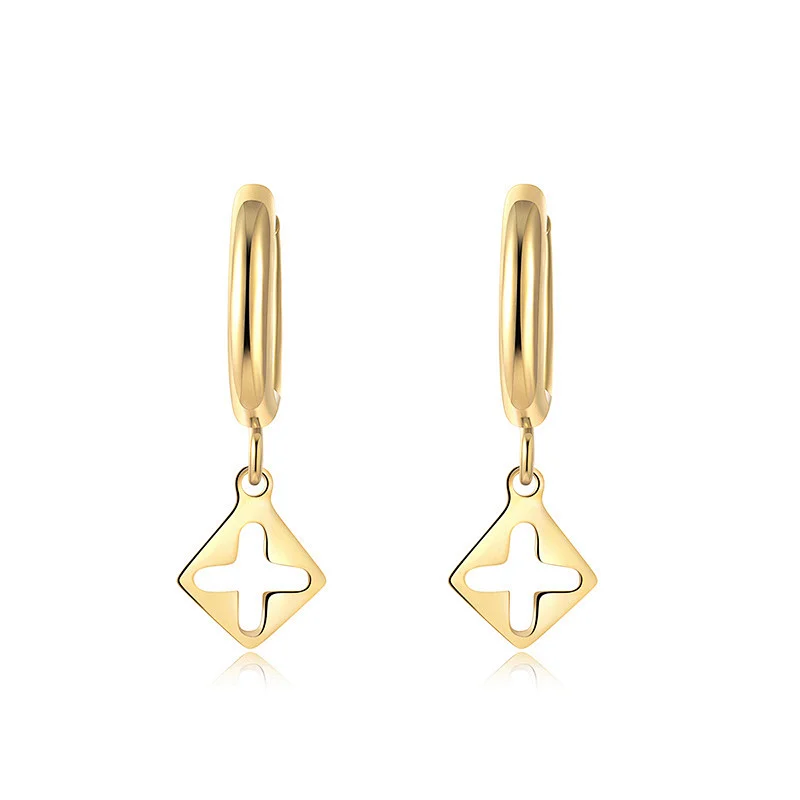 Fashion Steel Hollow Cross Earrings Wholesale
