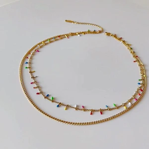 Titanium Steel Color Double Layer Bohemia Clavicle Chain Necklace