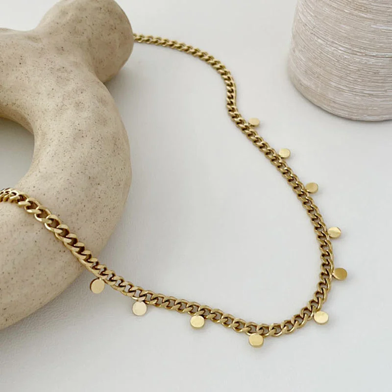 Small Wafer Pendant Necklace Simple Style Necklace Women