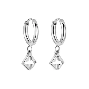 Fashion Steel Hollow Cross Earrings Wholesale