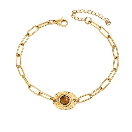 Gold Hollow Chain Bracelet Natural Stone Bracelet