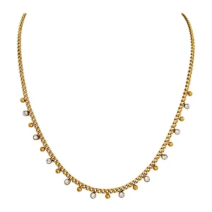 Vintage Titanium Steel Zircon Pendant Necklace