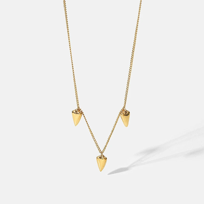 Simple Stainless Steel Gold Love Pendant Necklace Women