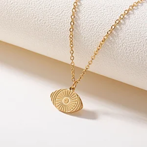 Vintage Gold Eye Pendant Titanium Steel Necklace