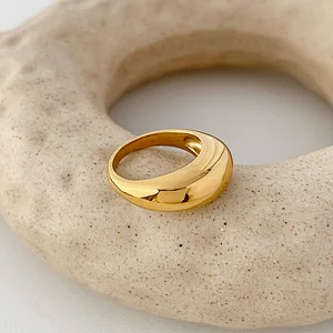 18K Gold Plated Simple Stainless Steel Ring