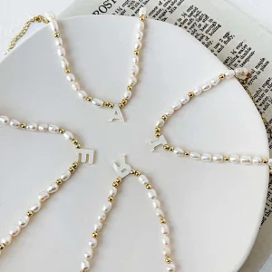 Fresh Water Pearl Shell Multi-Letter Pendant Bracelet
