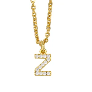 18k Gold Plated DIY Letters Necklace With CZ Diamond Pendant