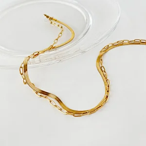 Personality Double Chain Simple Snake Bone Chain Necklace
