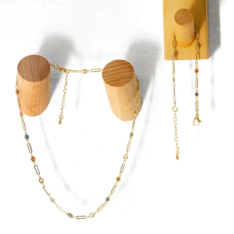 Necklace Bracelet Jewlry Set Colorful Zirconia Brass Jewelry