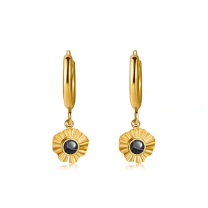 High Quality Natural Stone Petal Hoop Earrings