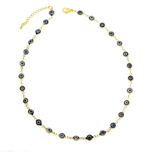 Enamel Simple Evil Eye Gold Color Copper Women Necklaces