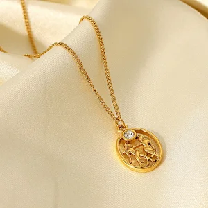 Fashion Hollow Zircon Pendant Necklace Jewelry