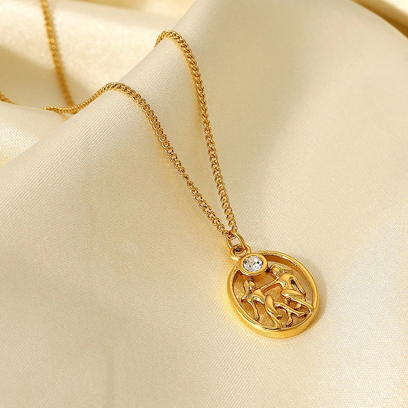 Fashion Hollow Zircon Pendant Necklace Jewelry