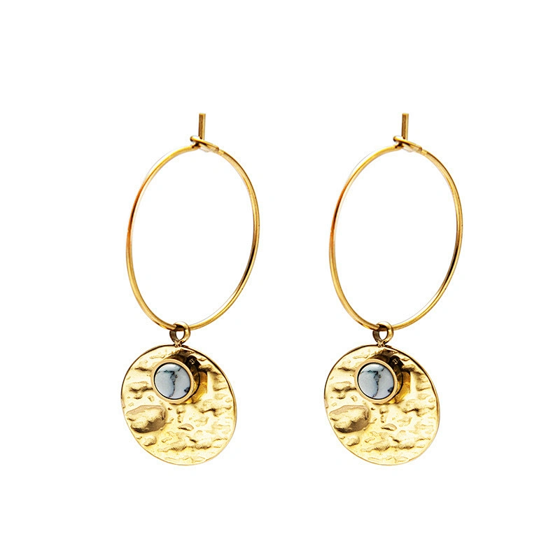 Stainless Steel Earrings Icon Shape Inlaid Turquoise Jewelry