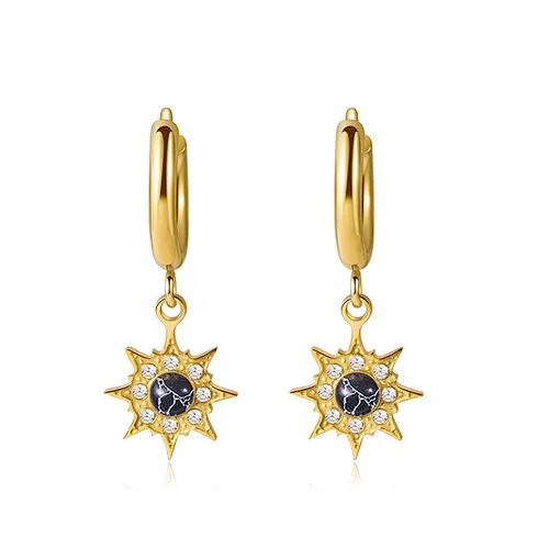 Vintage Diamond Earrings Star Pendant Hoop Earrings