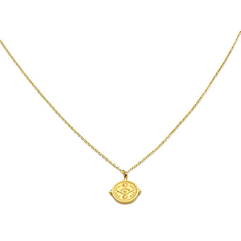 Simple Stainless Steel Eye Pendant Necklace