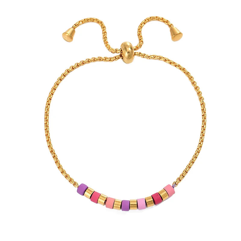 Trendy Stainless Steel Handmade Colorful Beaded Bracelet