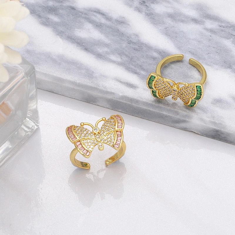 Butterfly Opening Rings For Woman Copper Jewelry Wholesale