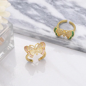 Butterfly Opening Rings For Woman Copper Jewelry Wholesale