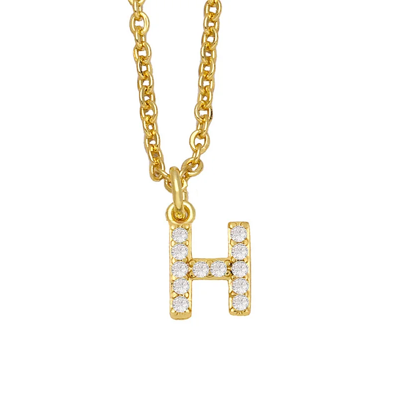 18k Gold Plated DIY Letters Necklace With CZ Diamond Pendant