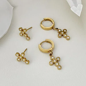 2022 New Hoop Earrings Cross Zircon Earrings