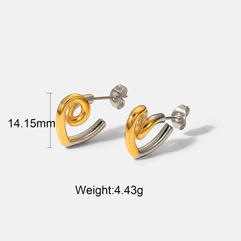 Steel Heart Earrings Titanium Stud Earrings Jewelry