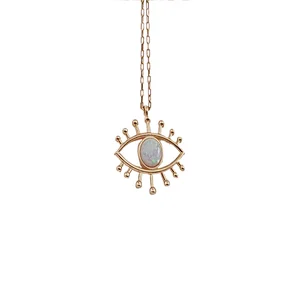 Trendy Gold Color Chain Evil Eye Opal Pendant Women Necklace