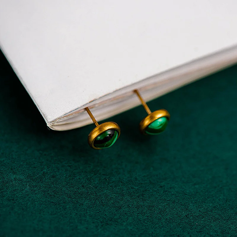 Stainless Steel Simple New Stone Stud Earrings