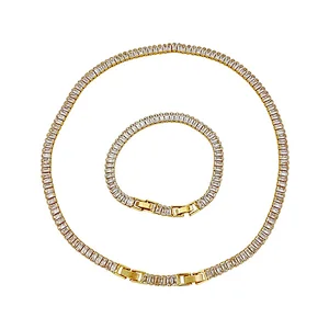 Zircon Chain Necklace Bracelet Simple OT Buckle Chocker Set