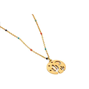 Fashion Colorful Bead Necklace Star Hollow Pendant Necklace