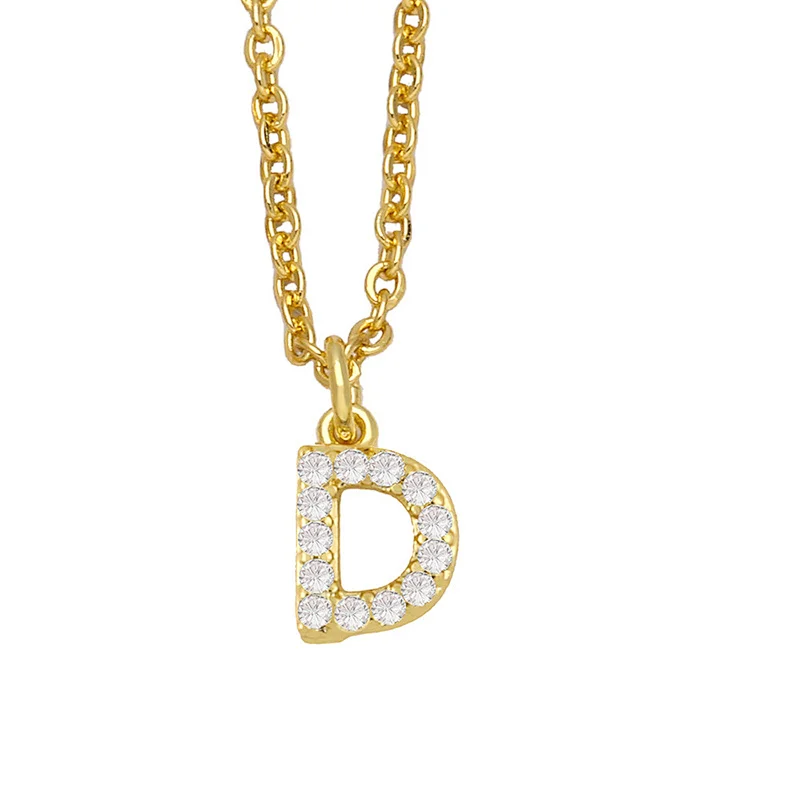18k Gold Plated DIY Letters Necklace With CZ Diamond Pendant