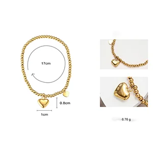 Titanium Beaded Jewelry Fashion Heart Pendant Bracelet