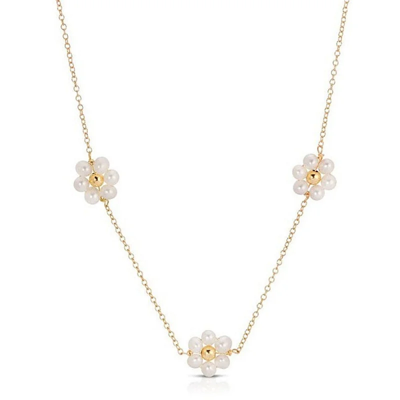 Fashion Jewellery Romantic Imitation Pearl Flower Necklace