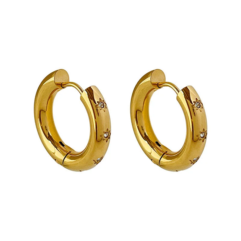 Cute Small Hoop Earrings Stainless Steel Zircon Earrings