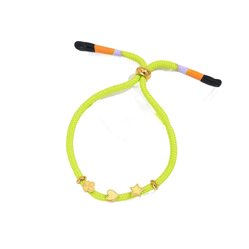 Bohemian Colorful Braided Stars Fluorescent Heart Bracelet
