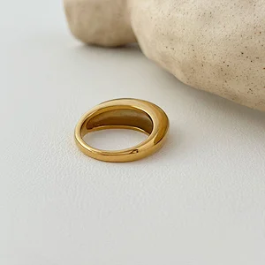 18K Gold Plated Simple Stainless Steel Ring
