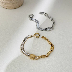 Popular Chain Design OT Buckle Inlaid Zircon Bracelet