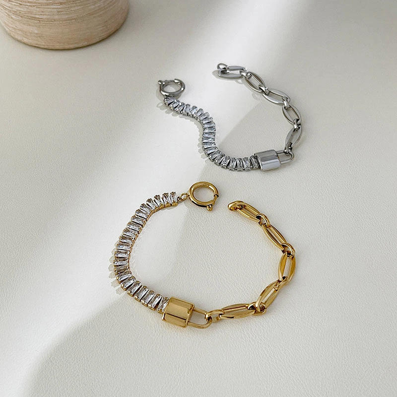 Popular Chain Design OT Buckle Inlaid Zircon Bracelet