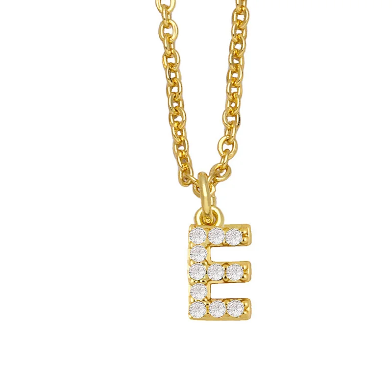 18k Gold Plated DIY Letters Necklace With CZ Diamond Pendant