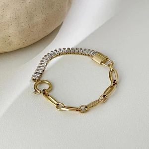 Popular Chain Design OT Buckle Inlaid Zircon Bracelet